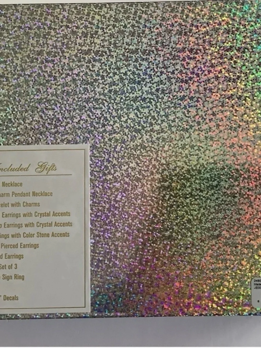 12 Piece Holographic Jewelry Gift Box Set Necklaces Bracelets Ring Nail Art NIB